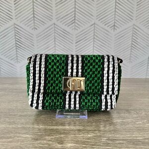 Furla Green Tweed Shoulder Bag - EUC